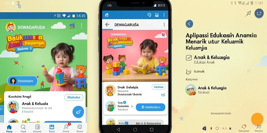 Tampilan antarmuka menarik dari aplikasi Edukasi Anak DEWAGARUDA.