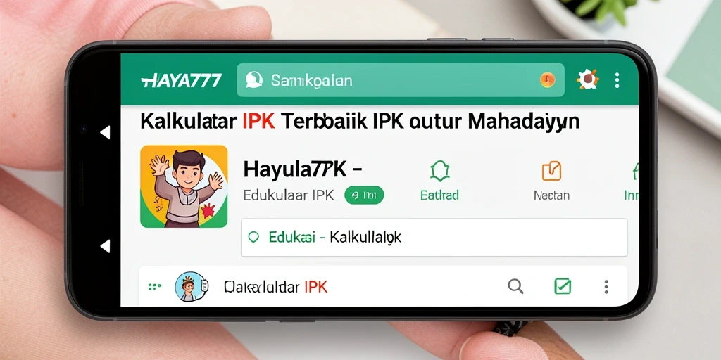 Tampilan antarmuka aplikasi HAYA777 untuk Kalkulator IPK yang sederhana.