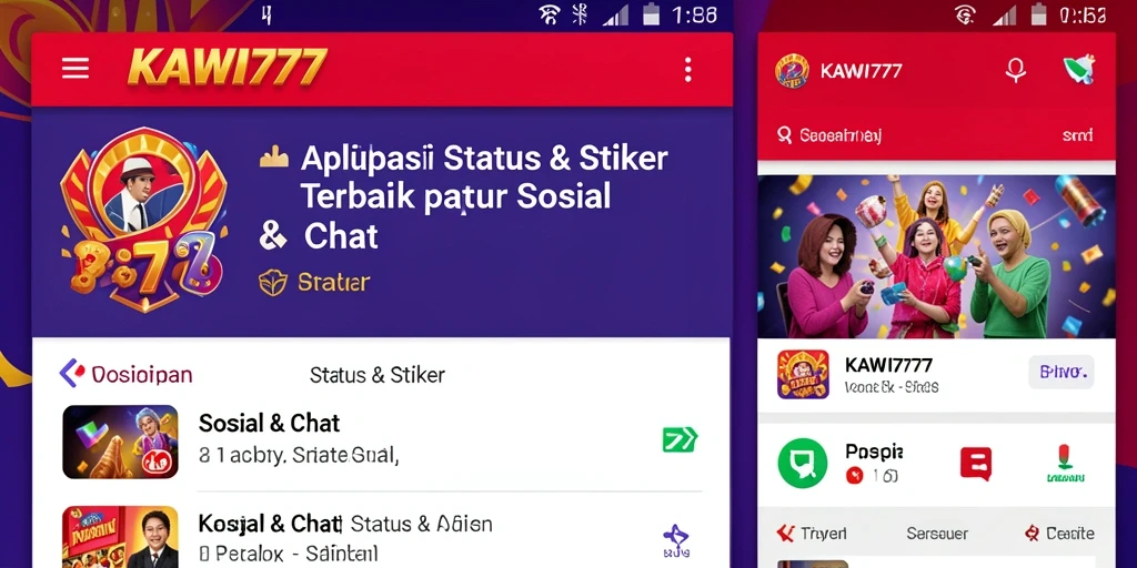 Tampilan antarmuka KAWI777 dengan berbagai pilihan stiker.