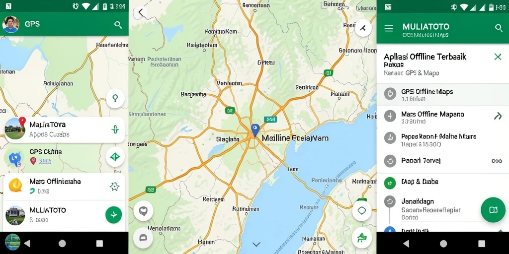 Antarmuka MULIATOTO yang menarik dan fungsional untuk GPS Offline Maps.