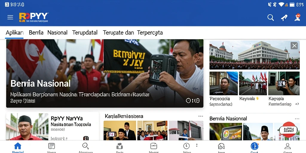 Antarmuka aplikasi RPYYY yang menampilkan berita nasional terkini.