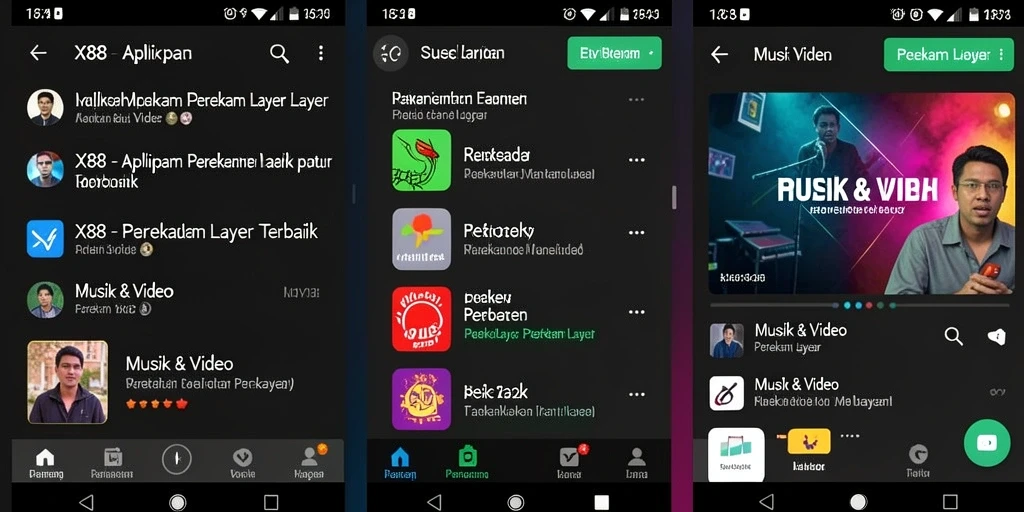 Antarmuka X88 yang sederhana untuk merekam layar aplikasi.